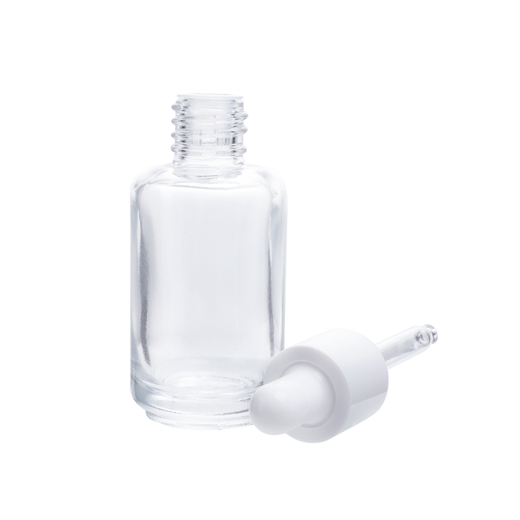 Высококачественный диспенсер для жидкости Clear 30 мл Плоский плечевой цилиндр Стеклянная бутылка-капельница для эфирного масла сыворотки